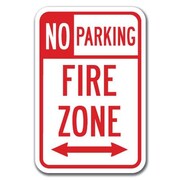 SIGNMISSION No Parking Fire Zone w/ double arrow 1 12inx18in Heavy Gauge, A-1218 Fire Lane A-1218 Fire Lane - No PK Fire Z double 1